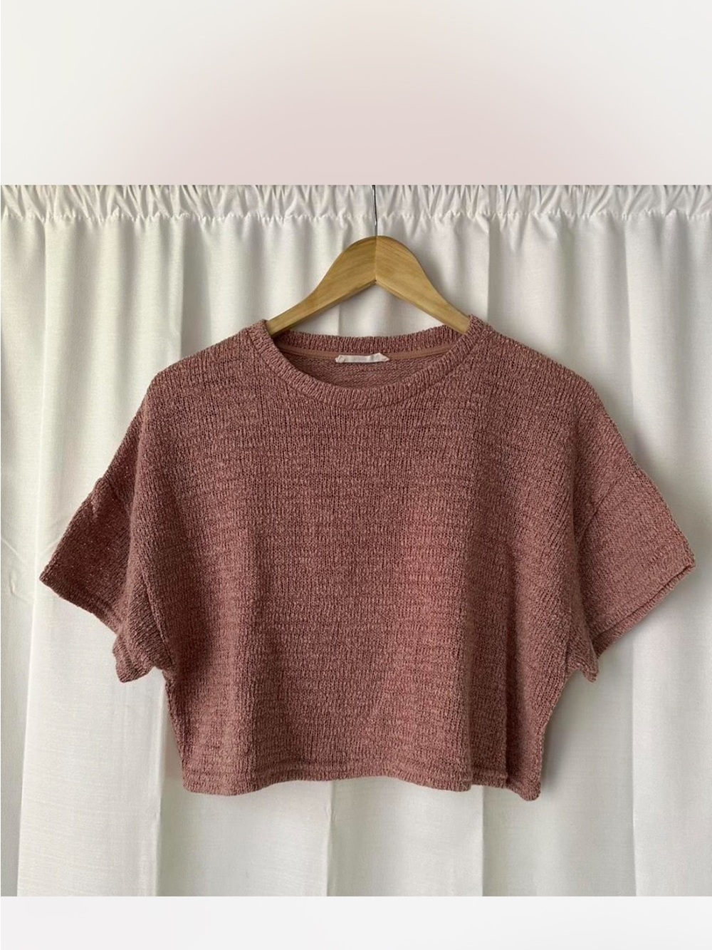 Mango Cropped Knit Top in Dusty Rose